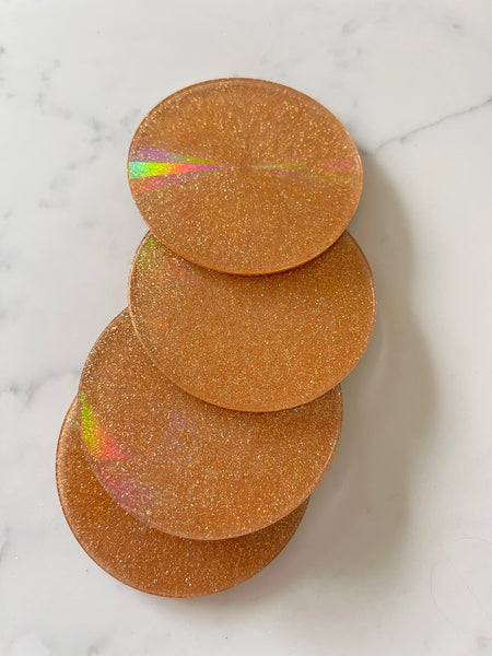 Holographic shimmer coasters