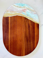 Pill shape pastel resin acacia wood board
