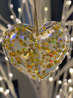 Christmas ornament - Gold star ⭐️ sparkle heart