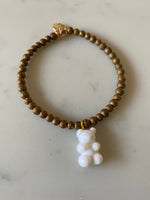 Bracelet with resin charm and gold filled charm.