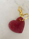 Sparkly red heart keychain