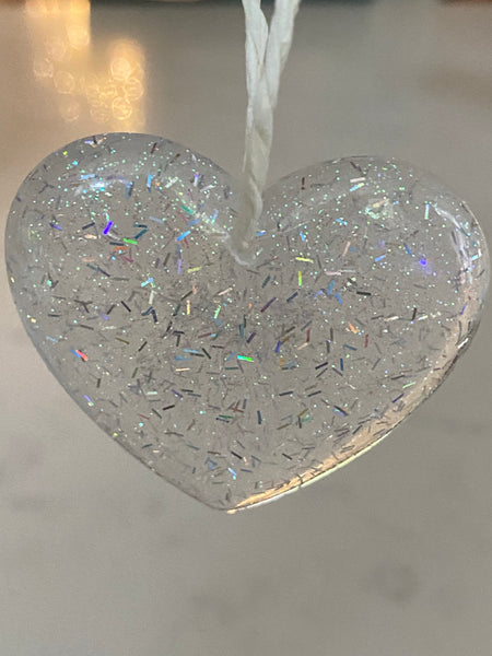 Christmas ornament - Silver holo heart