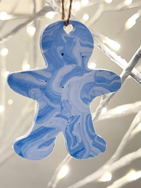 Jesmonite blue swirl gingerbread person