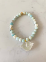 Gemstone bead bracelet with resin lip charm