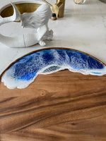 Round acacia wood cheese board double ocean wave