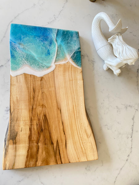 Ocean resin board with multiple hand poured layers