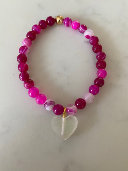 Gemstone bracelet with heart