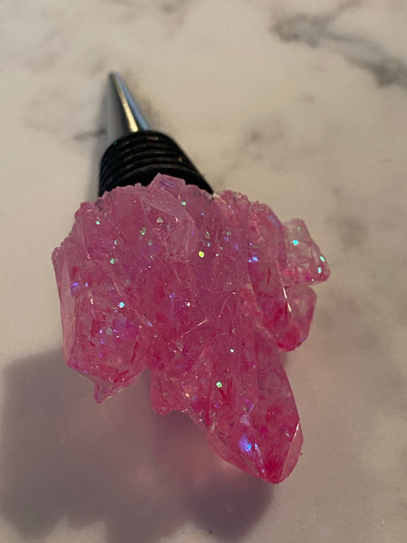 Pink crystal wine topper