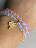 Mermaid glass stacking bracelets set of two