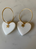 Resin hoop heart earrings