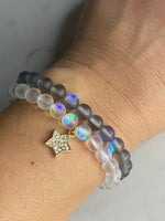 Mermaid glass stackable bracelet set with micropave star charm ⭐️