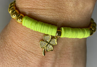 Heishi bead and gold plated hematite bead bracelet
