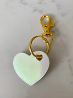 White holographic heart keychain