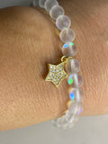 Mermaid glass stackable bracelet set with micropave star charm ⭐️